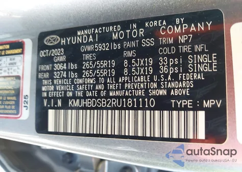 2024 Genesis Gv80 2.5T Awd from USA, damaged, VIN KMUHBDSB2RU181110